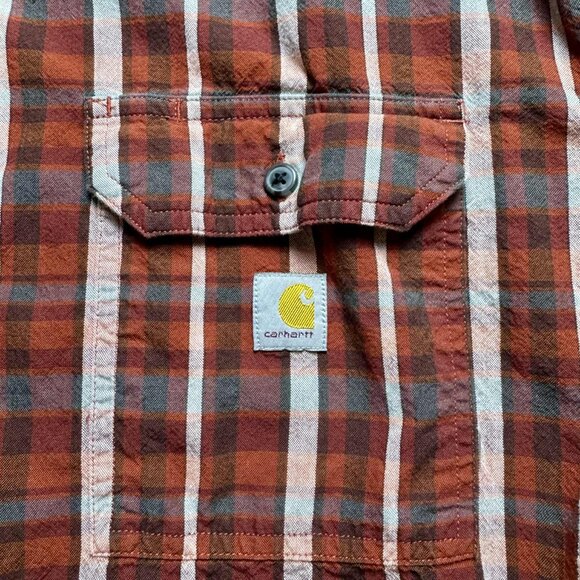 Carhartt Loose Fit Plaid Short Sleeve Shirt 3XL | 100% Cotton Workwear - Picture 4 of 8